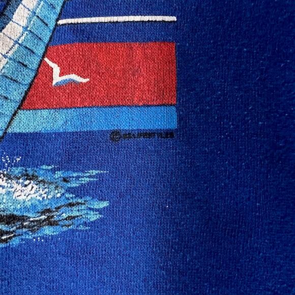VTG 80s Miller Sanibel Island Crewneck Sweatshirt Adult L Blue Sailing Ocean USA - Picture 9 of 9
